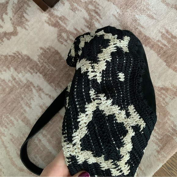 ANTHROPOLOGIE JASPER & JEERA Bohemian Crochet Leather Black Dauphine Hobo Purse - Picture 16 of 16